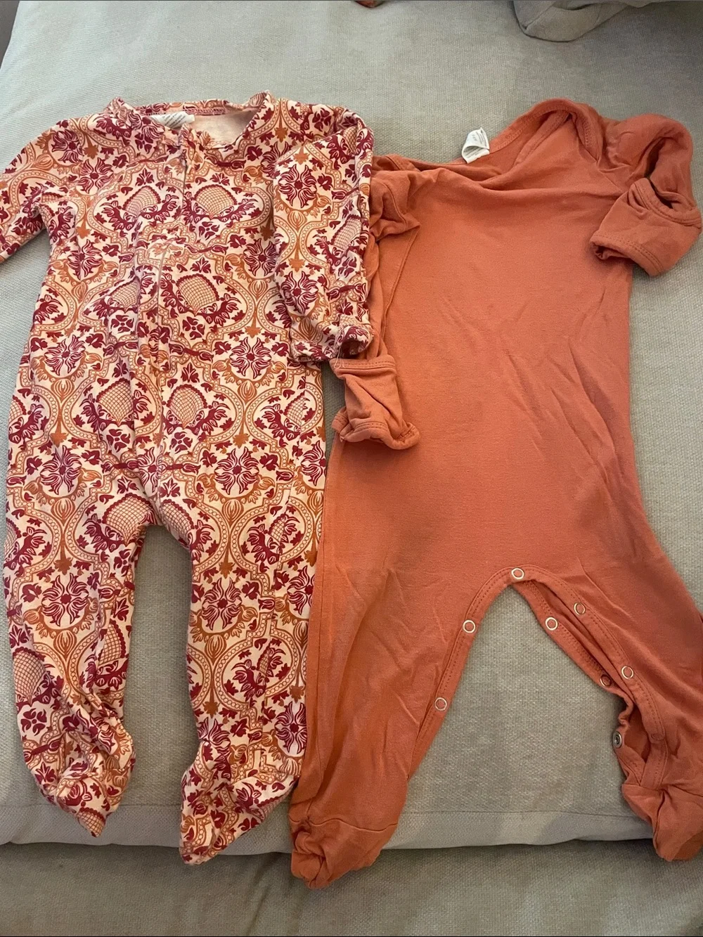 kate quinn Set of Footies Set in Rust and Cream Floral